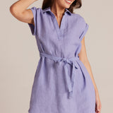 Bella Dahl Belted Tunic Shirt Dress Purple Iris