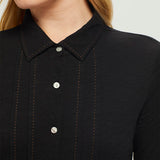 Goldie L/S Embroidered Button Down Black
