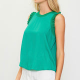 Scout Style Contrast Ruffle Top Kelly Green