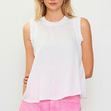 Scout Style Contrast Ruffle Top White