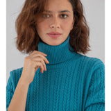 Lanidor Cable Knit Turtleneck Turquoise